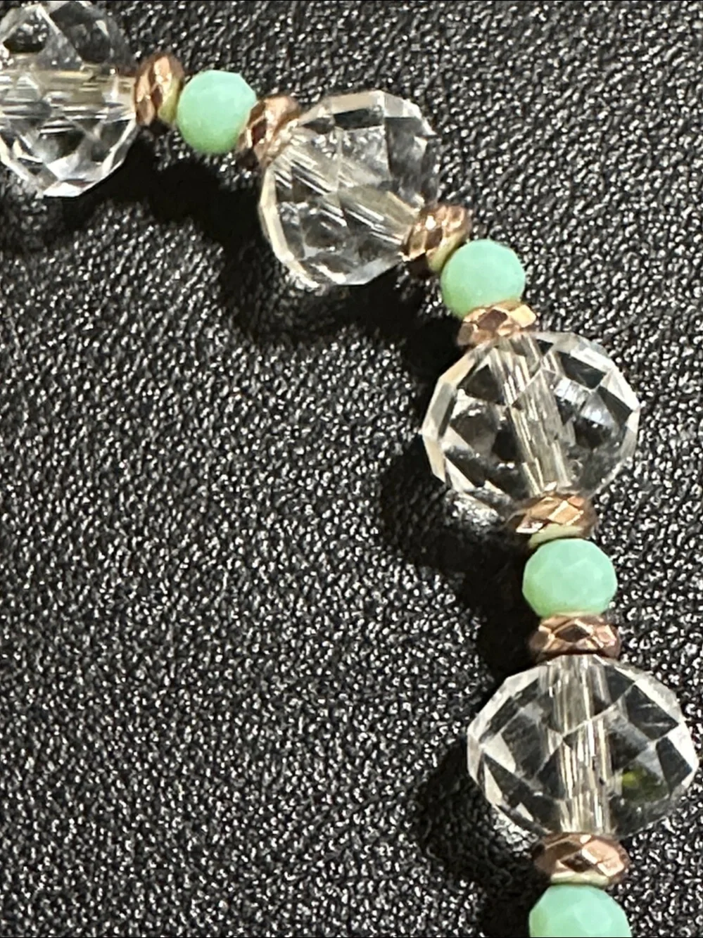 Erimish Clear Faceted Crystal & Faceted Green Spacer Bead Stretch Bracelet